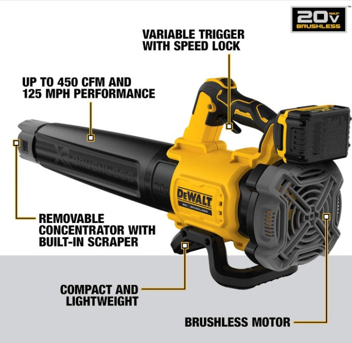 DEWALT 20V MAX* XR Leaf Blower, 125-MPH, 450-CFM (DCBL722P1)