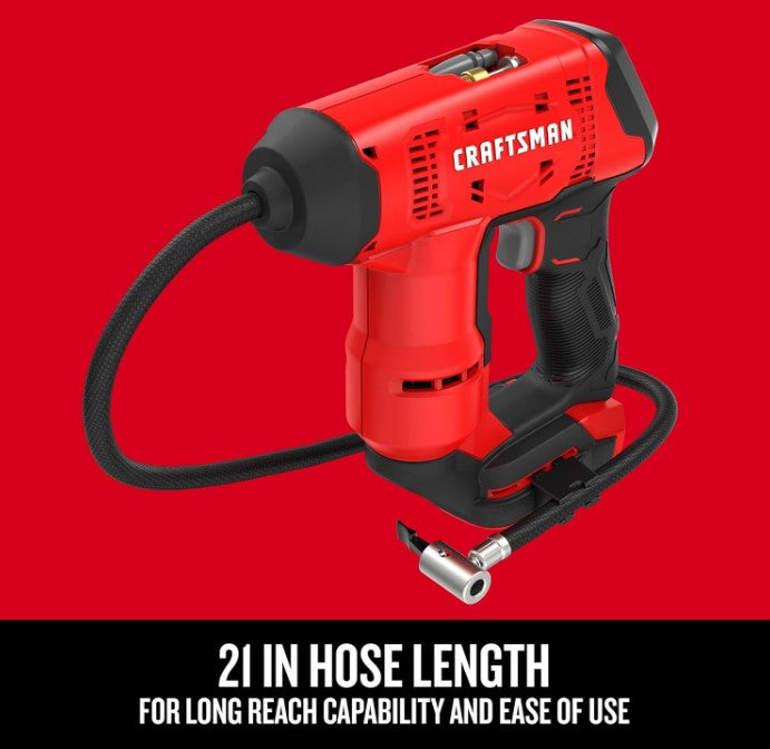 CRAFTSMAN V20 Cordless Tire Inflator, Up to 150 PSI, with Digital Pressure Gauge, Bare Tool Only (CMCE521B)