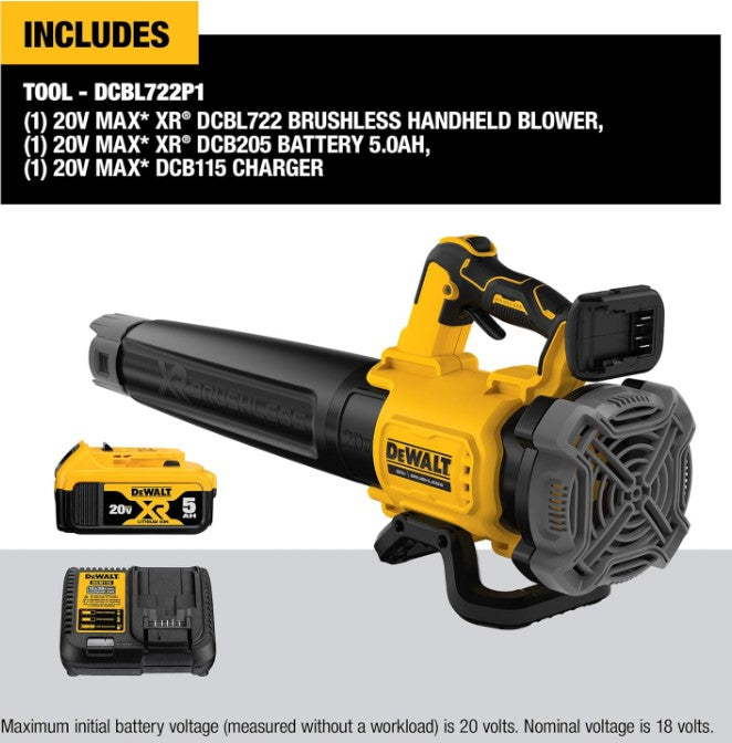 DEWALT 20V MAX* XR Leaf Blower, 125-MPH, 450-CFM (DCBL722P1)