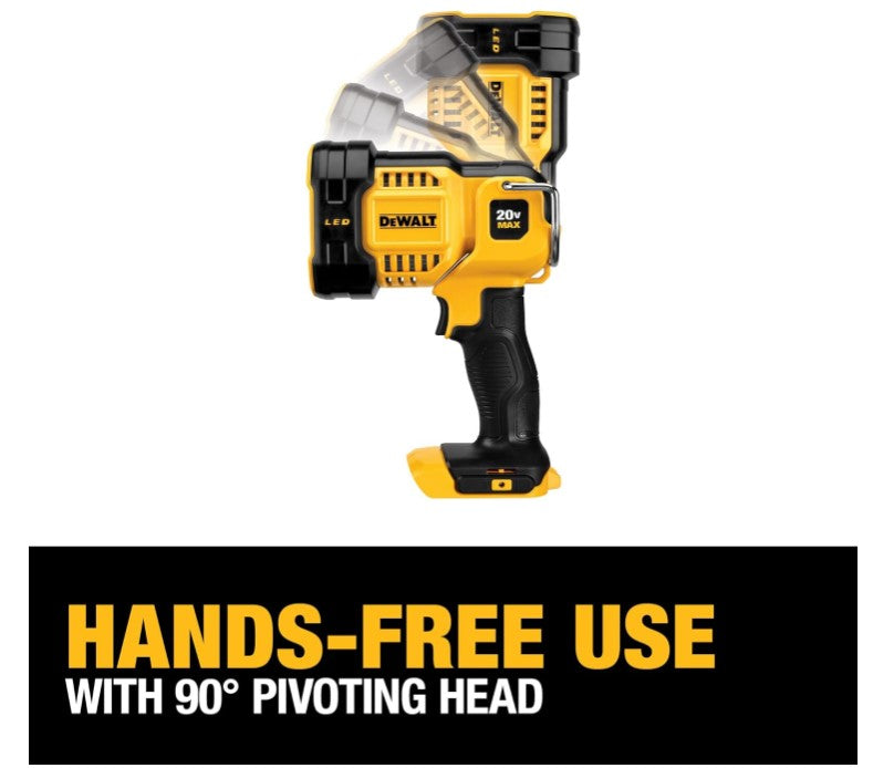 DEWALT 20V MAX LED Work Light, Handheld Spotlight with 508 Yard Distance, Pivoting Head, 1500 Lumens, Cordless, Battery Not Included (DCL043)