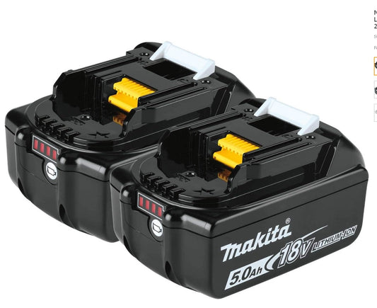 Makita BL1850B-2 18V LXT Lithium-Ion 5.0Ah Battery, 2/pk, Black