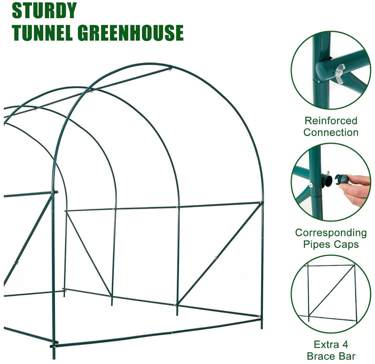 10×7×7 FT Greenhouses for Outdoors Heavy Duty, Large Walk in Green Houses for Outside with 6 Ventilated Mesh Windows & Roll-up Door & Reinforced Frame