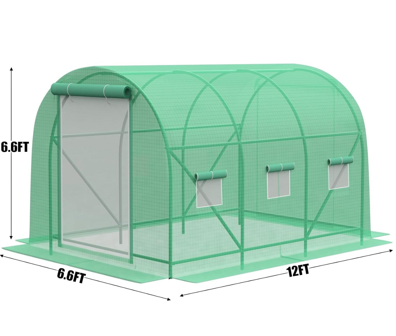 12×7×7 FT Greenhouses for Outdoors Heavy Duty, Large Walk in Green Houses for Outside with 6 Ventilated Mesh Windows & Roll-up Door & Reinforced Frame